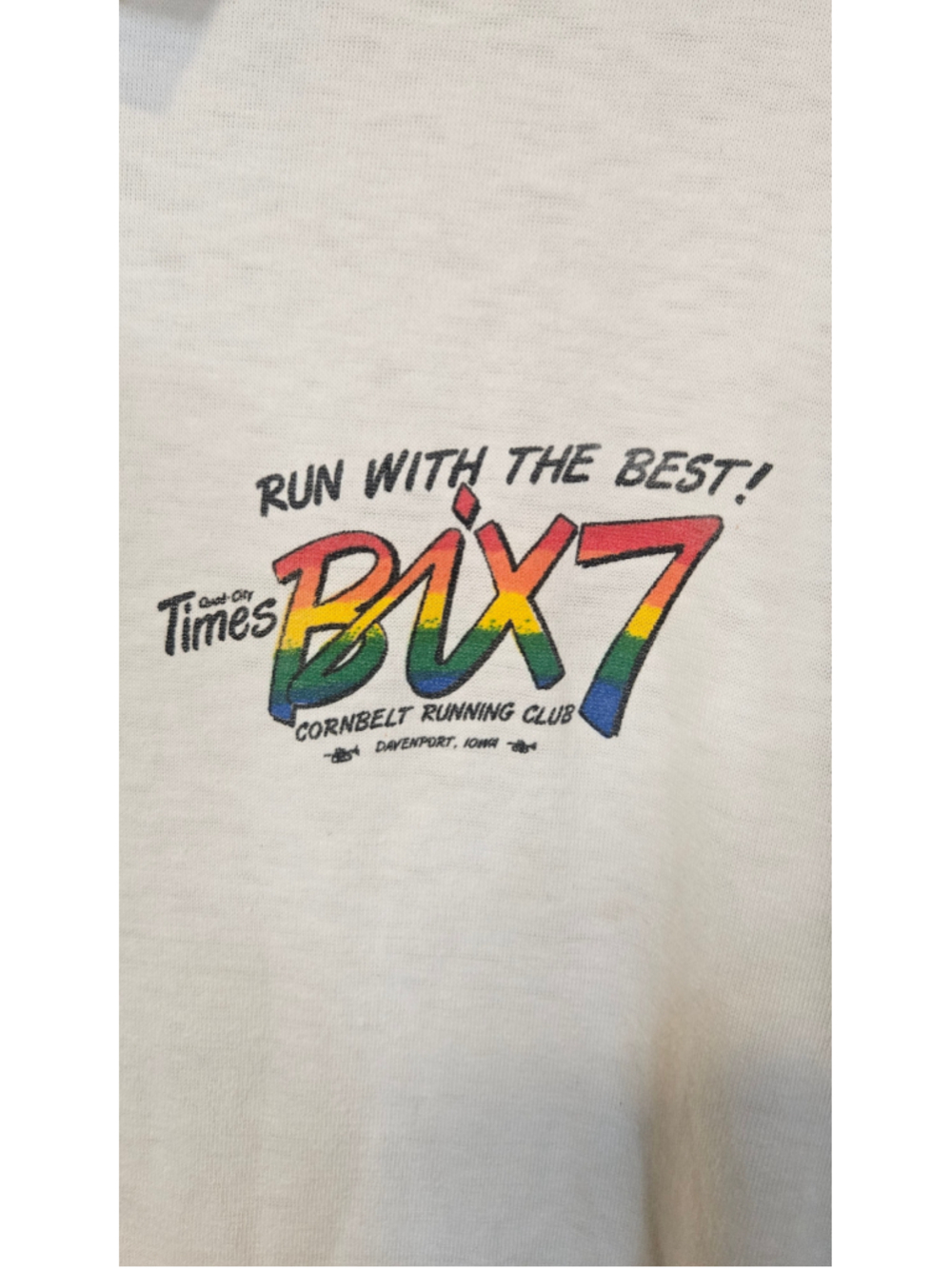 Vintage Bix 7 Running Polo Shirt Quad City Times USA Davenport Iowa Large
